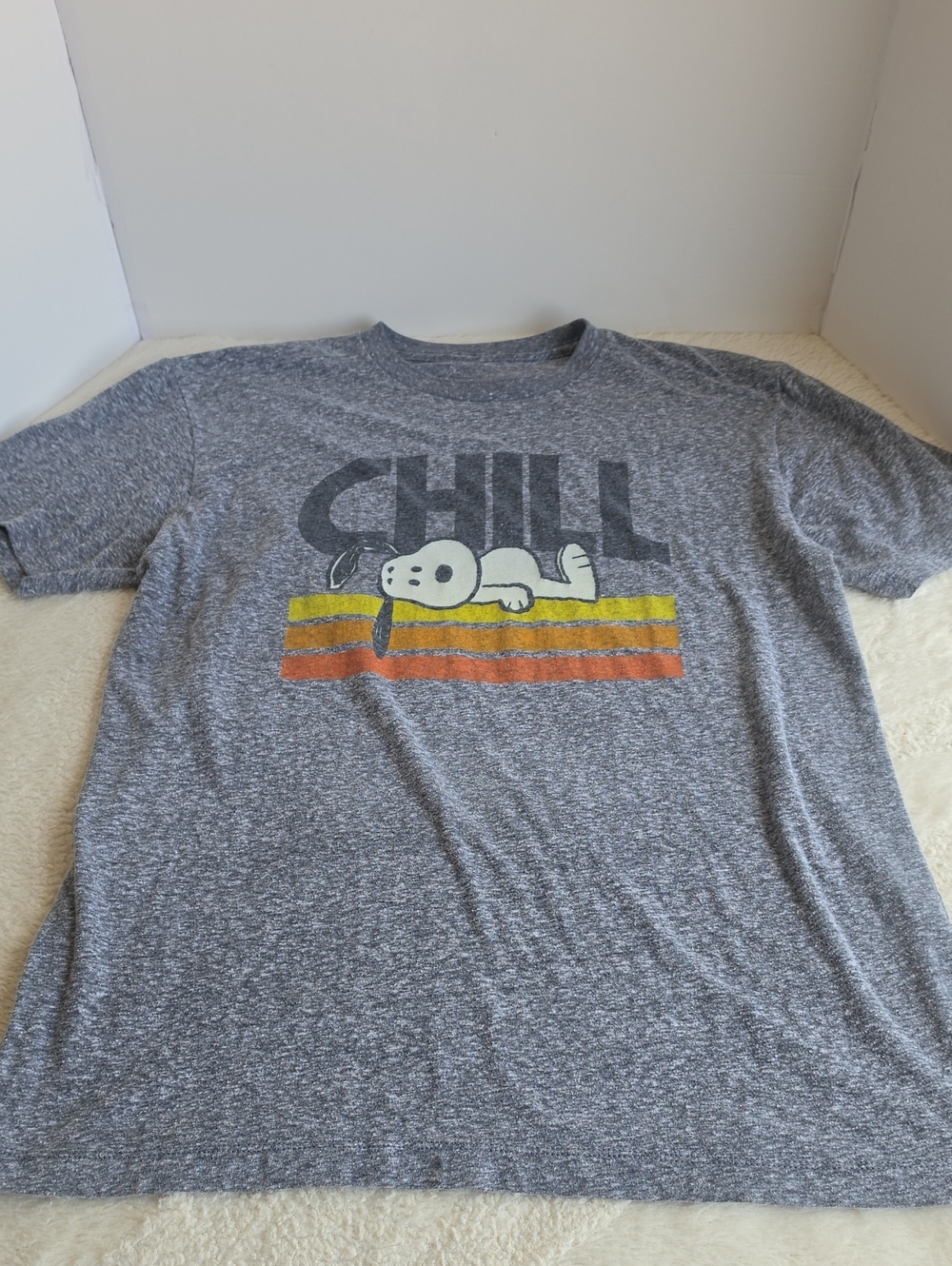 Peanuts Snoopy Chill Graphic Heather Gray T-Shirt Size L